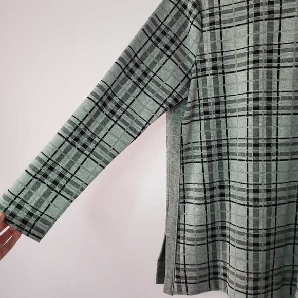 J. Jill Gray Black Silver Metallic Plaid Medium - Picture 10 of 11